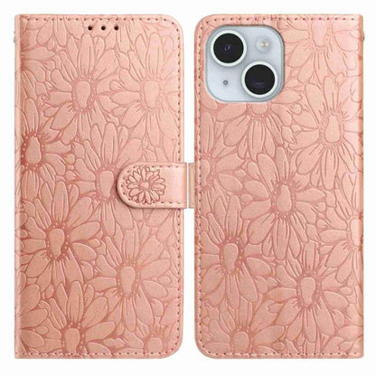 Daisy Embossed Leather Phone Case, For iPhone 15 Pro, For iPhone 15 Plus