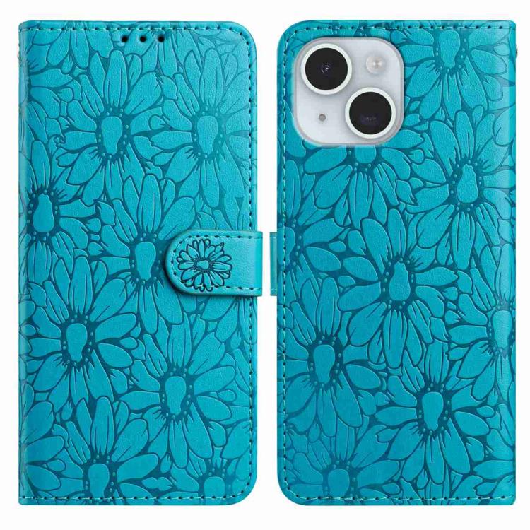 Daisy Embossed Leather Phone Case, For iPhone 15 Pro, For iPhone 15 Plus