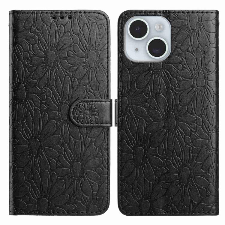 Daisy Embossed Leather Phone Case, For iPhone 15 Pro, For iPhone 15 Plus