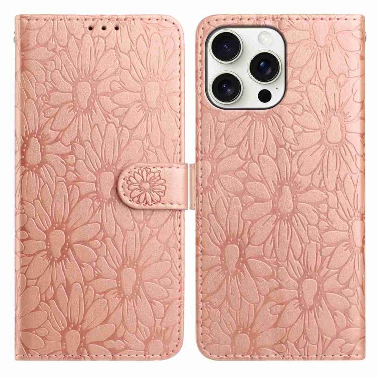 Daisy Embossed Leather Phone Case, For iPhone 14 Pro Max, For iPhone SE 2022 / SE 2020 / 8 / 7