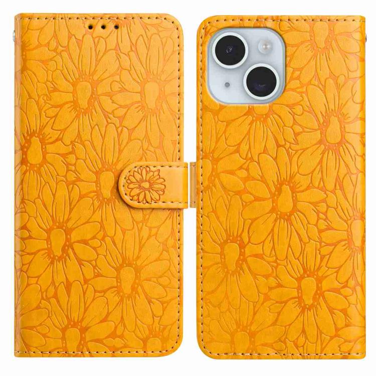Daisy Embossed Leather Phone Case, For iPhone 14, For iPhone 14 Pro