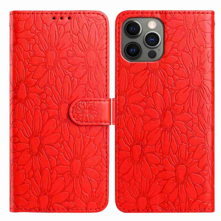 Daisy Embossed Leather Phone Case, For iPhone 13, For iPhone 12 / 12 Pro