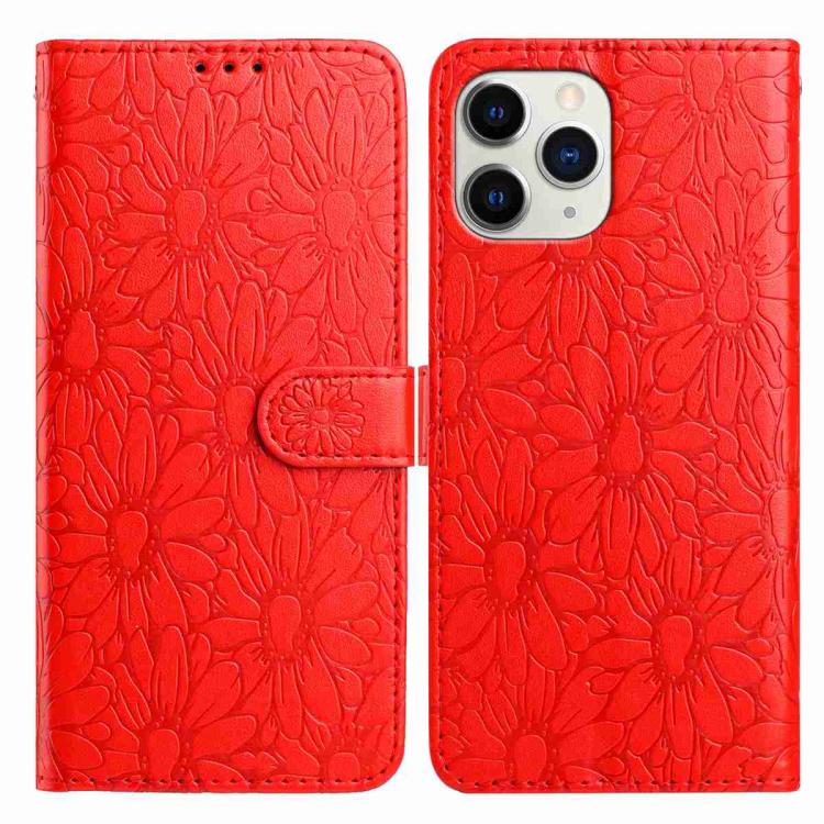 Daisy Embossed Leather Phone Case, For iPhone 11, For iPhone 11 Pro