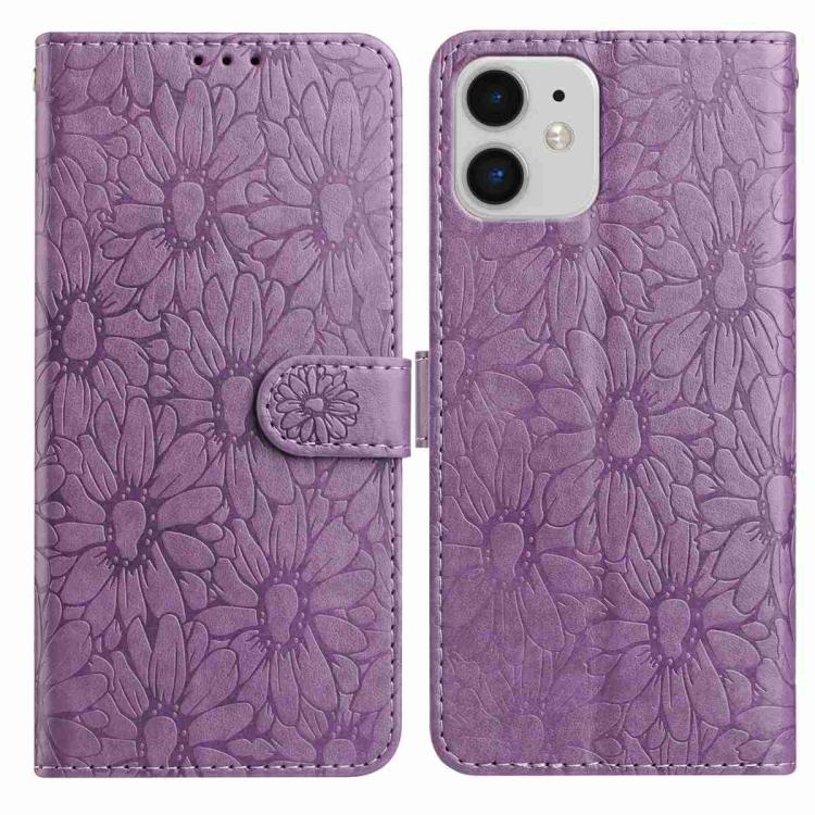 Daisy Embossed Leather Phone Case, For iPhone 11, For iPhone 11 Pro