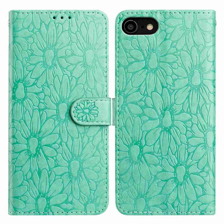 Daisy Embossed Leather Phone Case, For iPhone 14 Pro Max, For iPhone SE 2022 / SE 2020 / 8 / 7