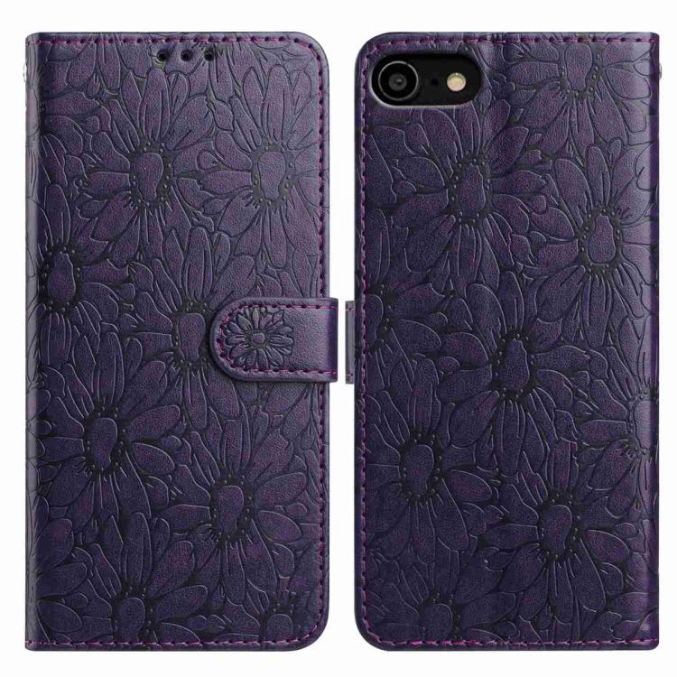 Daisy Embossed Leather Phone Case, For iPhone 14 Pro Max, For iPhone SE 2022 / SE 2020 / 8 / 7