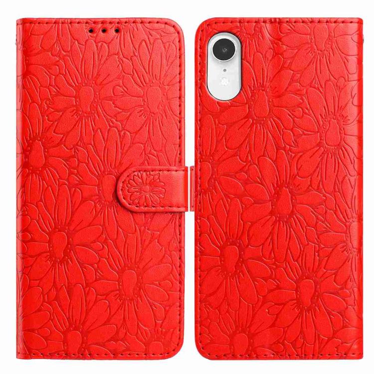 Daisy Embossed Leather Phone Case, For iPhone X / XS, For iPhone XR