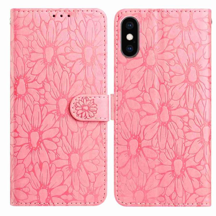 Daisy Embossed Leather Phone Case, For iPhone X / XS, For iPhone XR