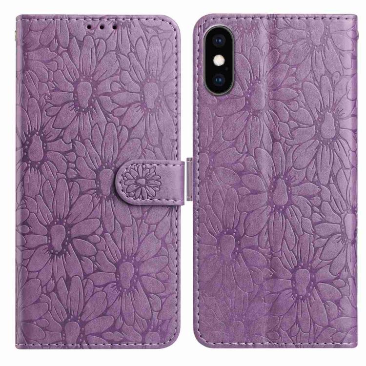 Daisy Embossed Leather Phone Case, For iPhone X / XS, For iPhone XR