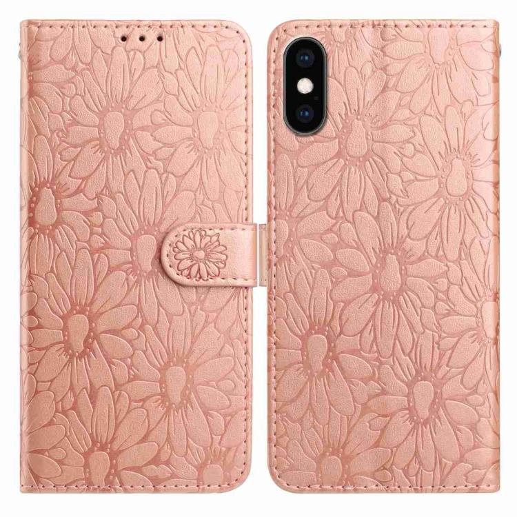Daisy Embossed Leather Phone Case, For iPhone X / XS, For iPhone XR
