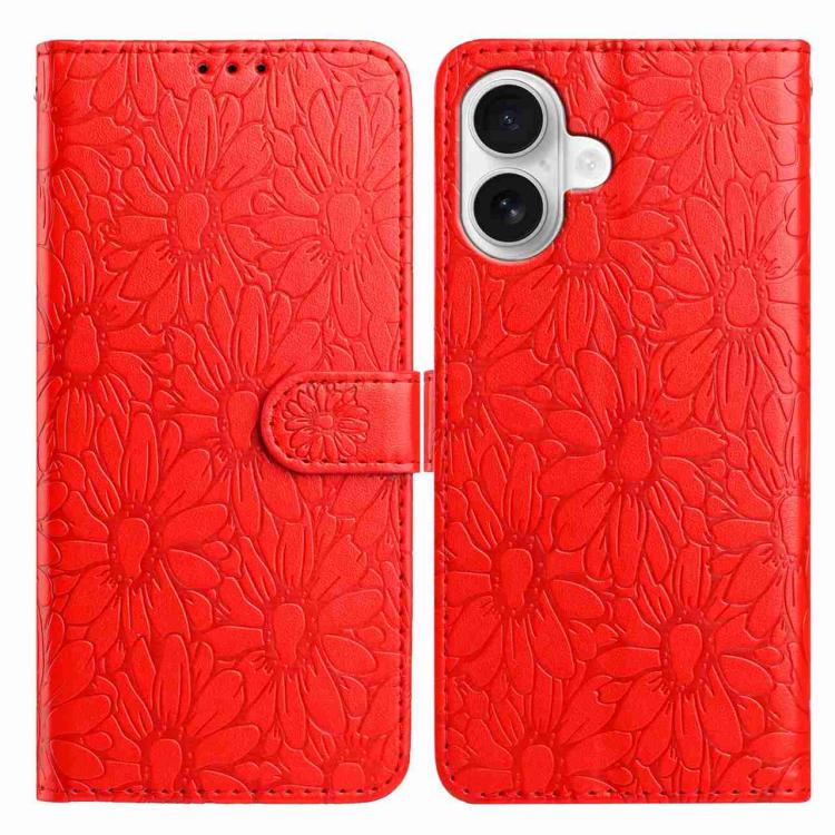 Daisy Embossed Leather Phone Case, For iPhone 17 Pro, For iPhone 17