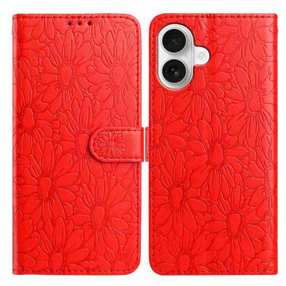 Daisy Embossed Leather Phone Case, For iPhone 17 Pro, For iPhone 17