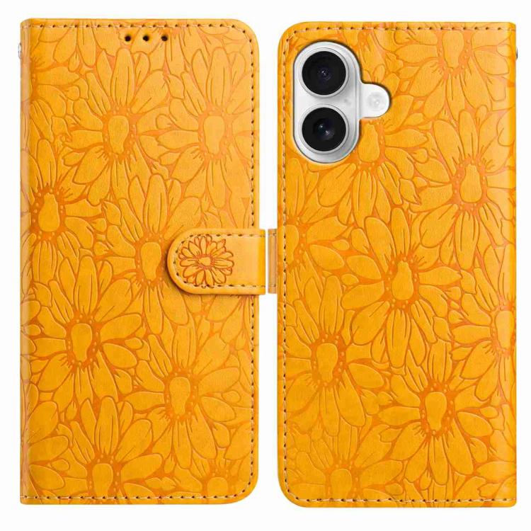 Daisy Embossed Leather Phone Case, For iPhone 17 Pro, For iPhone 17