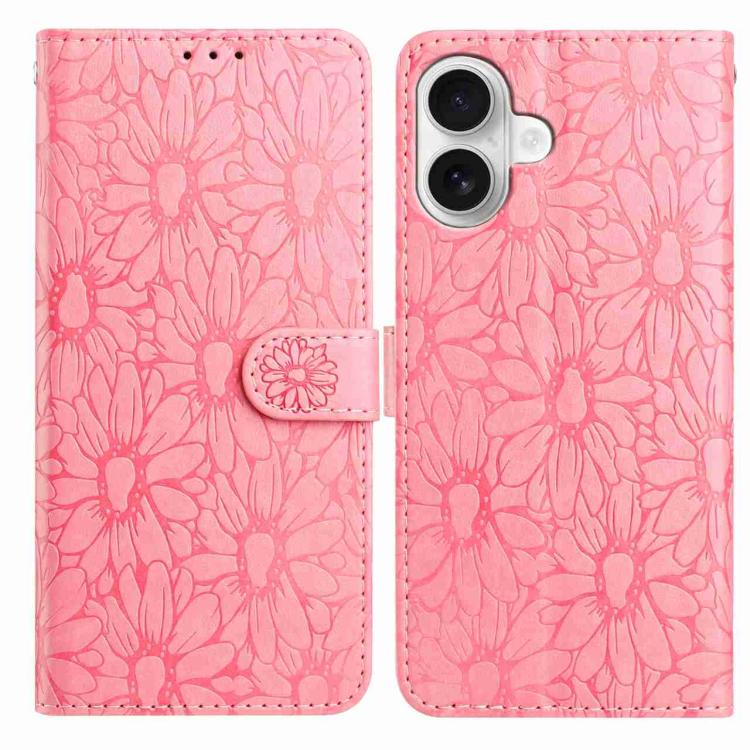 Daisy Embossed Leather Phone Case, For iPhone 17 Pro, For iPhone 17