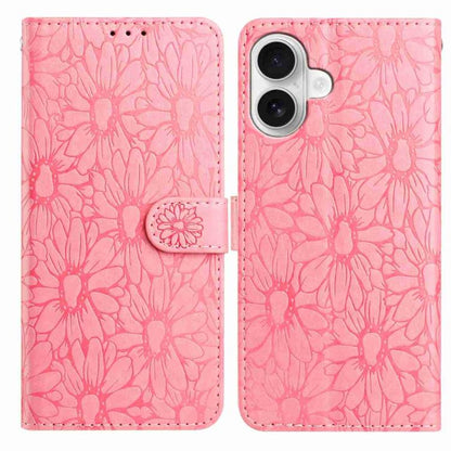 Daisy Embossed Leather Phone Case, For iPhone 17 Pro, For iPhone 17