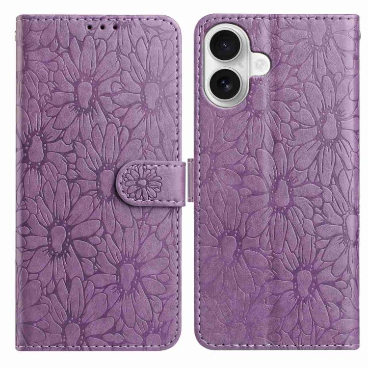 Daisy Embossed Leather Phone Case, For iPhone 17 Pro, For iPhone 17