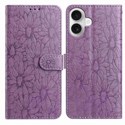 Daisy Embossed Leather Phone Case, For iPhone 17 Pro, For iPhone 17