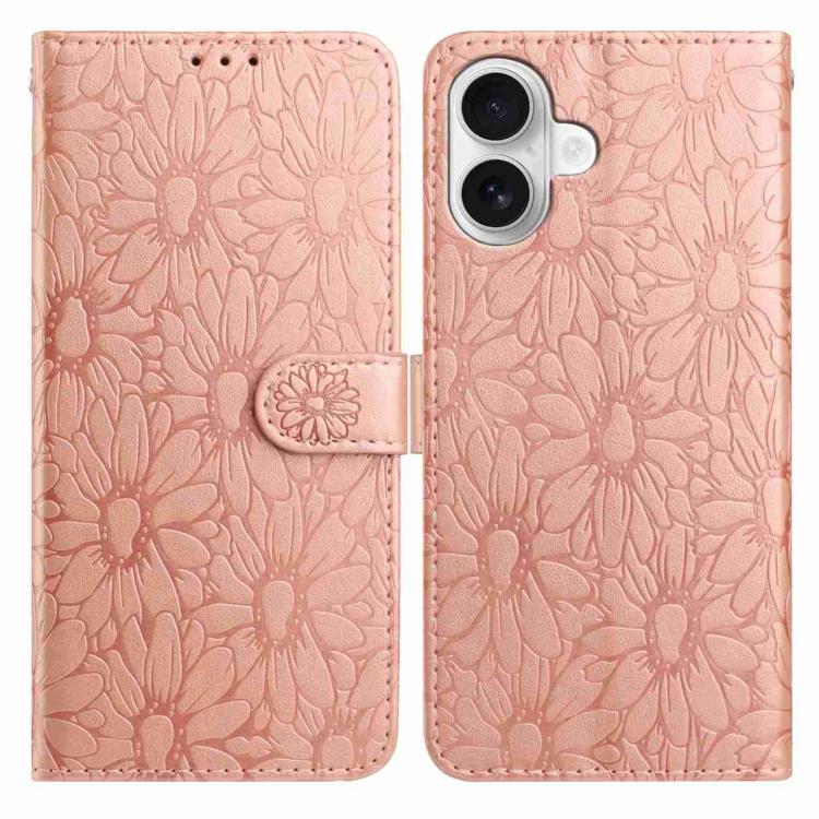 Daisy Embossed Leather Phone Case, For iPhone 17 Pro, For iPhone 17