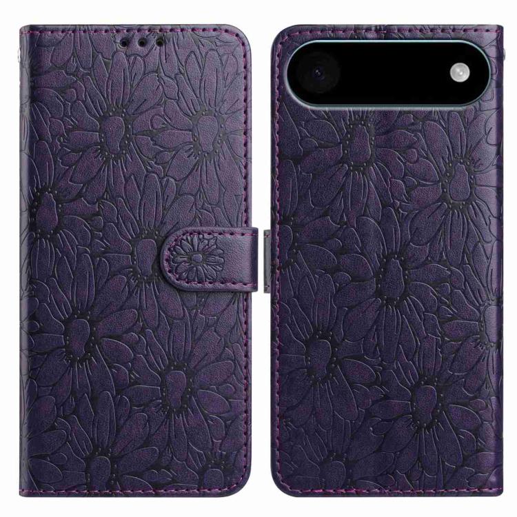 Daisy Embossed Leather Phone Case, For iPhone Air, For iPhone 16 Pro Max