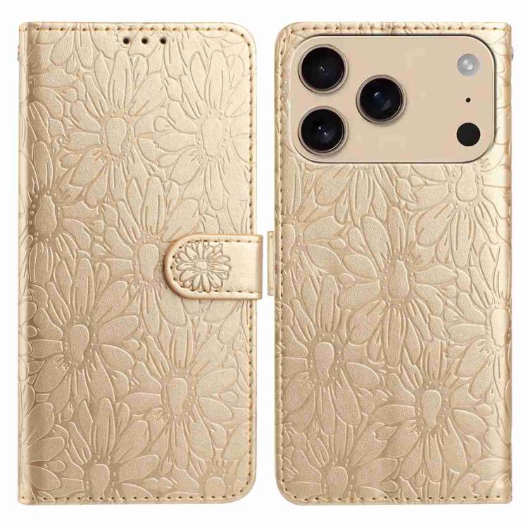 Daisy Embossed Leather Phone Case, For iPhone 17 Pro Max, For iPhone 17 Pro