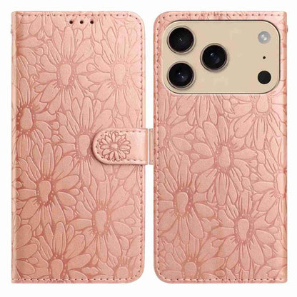 Daisy Embossed Leather Phone Case, For iPhone 17 Pro Max, For iPhone 17 Pro
