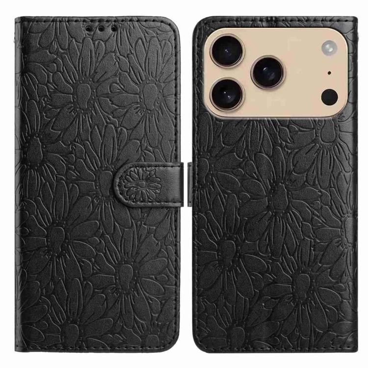 Daisy Embossed Leather Phone Case, For iPhone 17 Pro, For iPhone 17