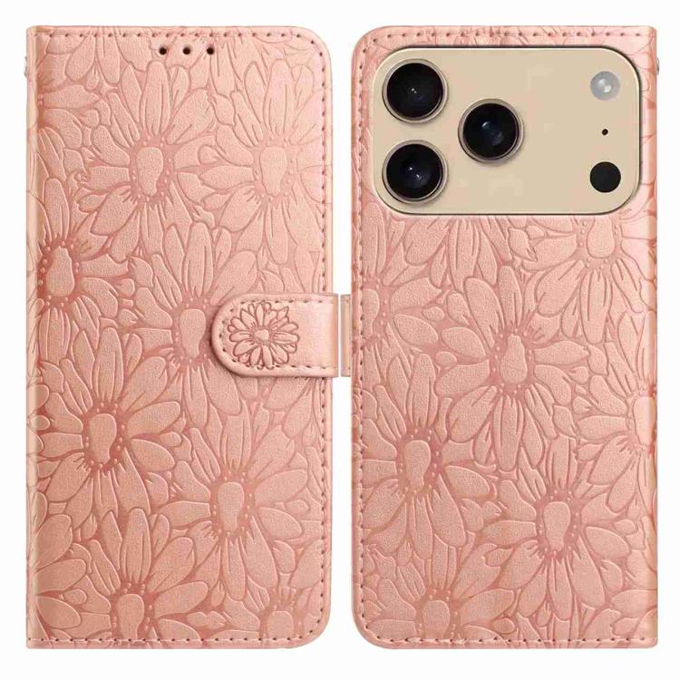 Daisy Embossed Leather Phone Case, For iPhone 17e / 16e, For iPhone 17 Pro Max
