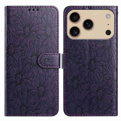 Daisy Embossed Leather Phone Case, For iPhone 17 Pro Max, For iPhone 17 Pro