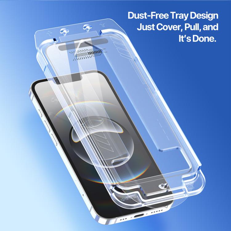 DUX DUCIS Roga Series 2.5D HD Fully Transparent Tempered Screen Protector with Dust Removal Quick-Attach Box, For iPhone 17e / 16e, For iPhone 17 Pro Max, For iPhone 17 Pro, For iPhone 17, For iPhone 16 Pro Max, For iPhone 16 Pro