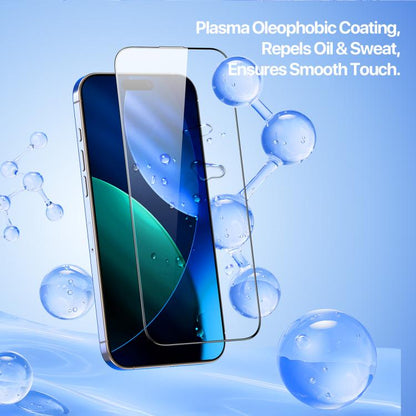 DUX DUCIS Roga Series 2.5D HD Fully Transparent Tempered Screen Protector with Dust Removal Quick-Attach Box, For iPhone 17 Pro Max, For iPhone 17 Pro, For iPhone 17, For iPhone Air, For iPhone 16e, For iPhone 16 Pro Max, For iPhone 16 Pro