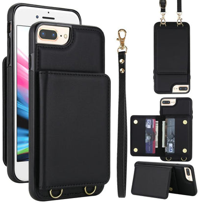 Crossbody Dual-buckle Wallet RFID Back Leather Phone Case, For iPhone 14 Pro Max, For iPhone SE 2022 / SE 2020 / 8 / 7, For iPhone 13 Pro Max