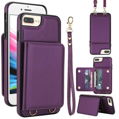 Crossbody Dual-buckle Wallet RFID Back Leather Phone Case, For iPhone 14 Pro Max, For iPhone SE 2022 / SE 2020 / 8 / 7, For iPhone 13 Pro Max