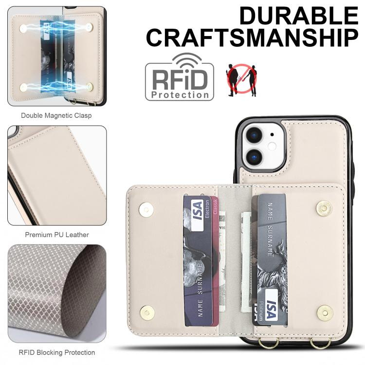 Crossbody Dual-buckle Wallet RFID Back Leather Phone Case, For iPhone 11, For iPhone 11 Pro, For iPhone XS / X