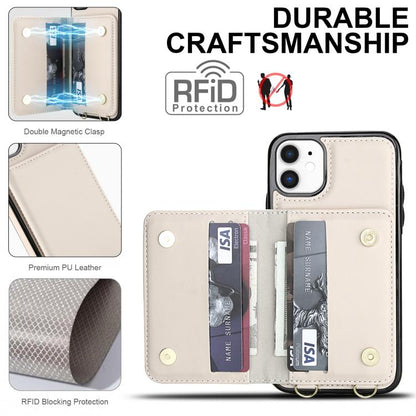 Crossbody Dual-buckle Wallet RFID Back Leather Phone Case, For iPhone 11, For iPhone 11 Pro, For iPhone XS / X