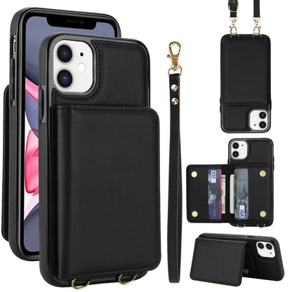 Crossbody Dual-buckle Wallet RFID Back Leather Phone Case, For iPhone 11, For iPhone 11 Pro, For iPhone XS / X