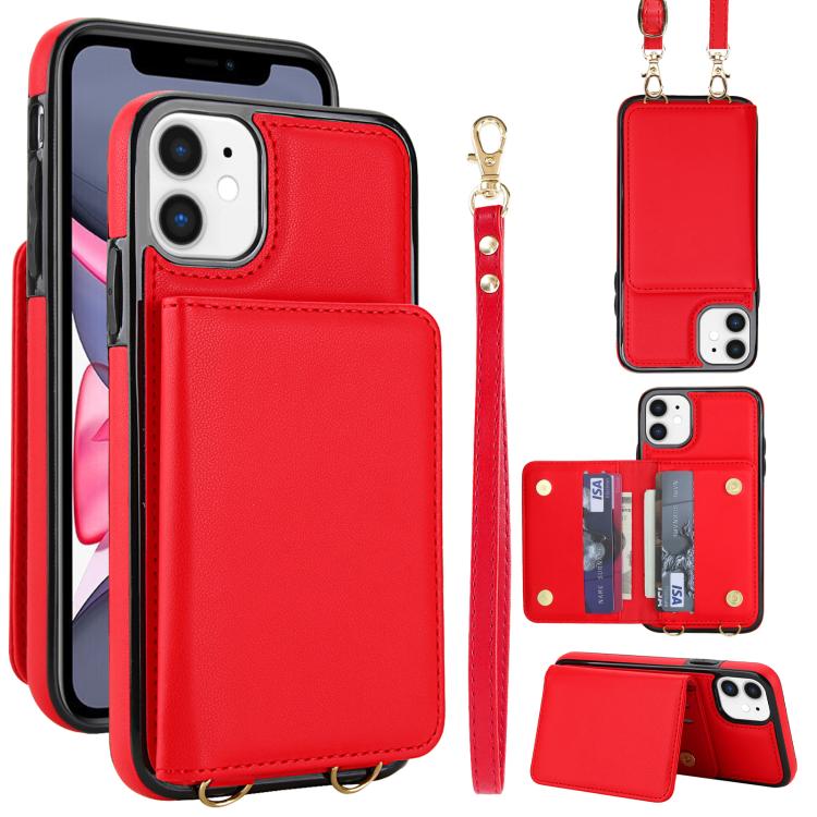 Crossbody Dual-buckle Wallet RFID Back Leather Phone Case, For iPhone 11, For iPhone 11 Pro, For iPhone XS / X