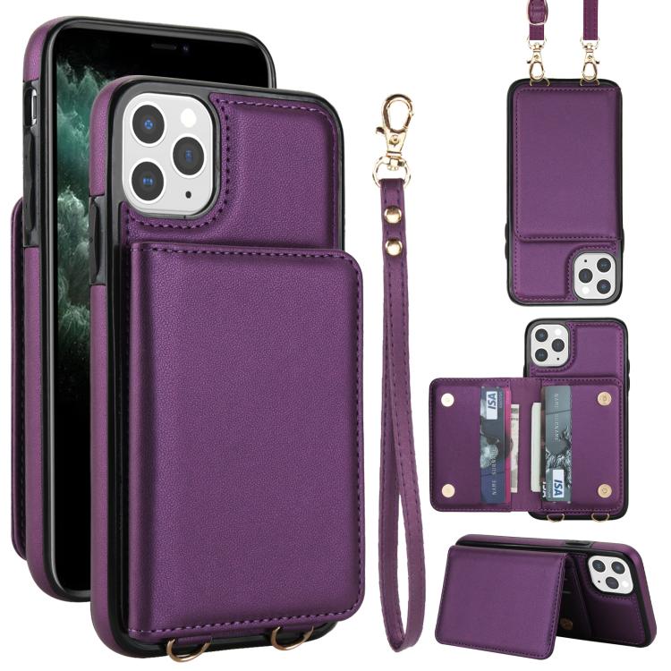 Crossbody Dual-buckle Wallet RFID Back Leather Phone Case, For iPhone 11, For iPhone 11 Pro, For iPhone XS / X