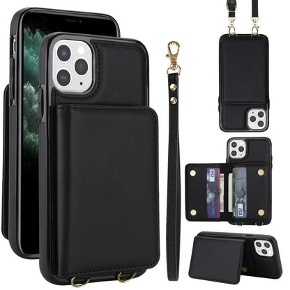 Crossbody Dual-buckle Wallet RFID Back Leather Phone Case, For iPhone 12 Pro Max, For iPhone 12 mini, For iPhone 11 Pro Max