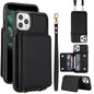 Crossbody Dual-buckle Wallet RFID Back Leather Phone Case, For iPhone 12 Pro Max, For iPhone 12 mini, For iPhone 11 Pro Max