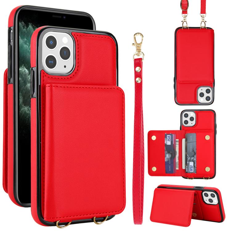 Crossbody Dual-buckle Wallet RFID Back Leather Phone Case, For iPhone 12 Pro Max, For iPhone 12 mini, For iPhone 11 Pro Max