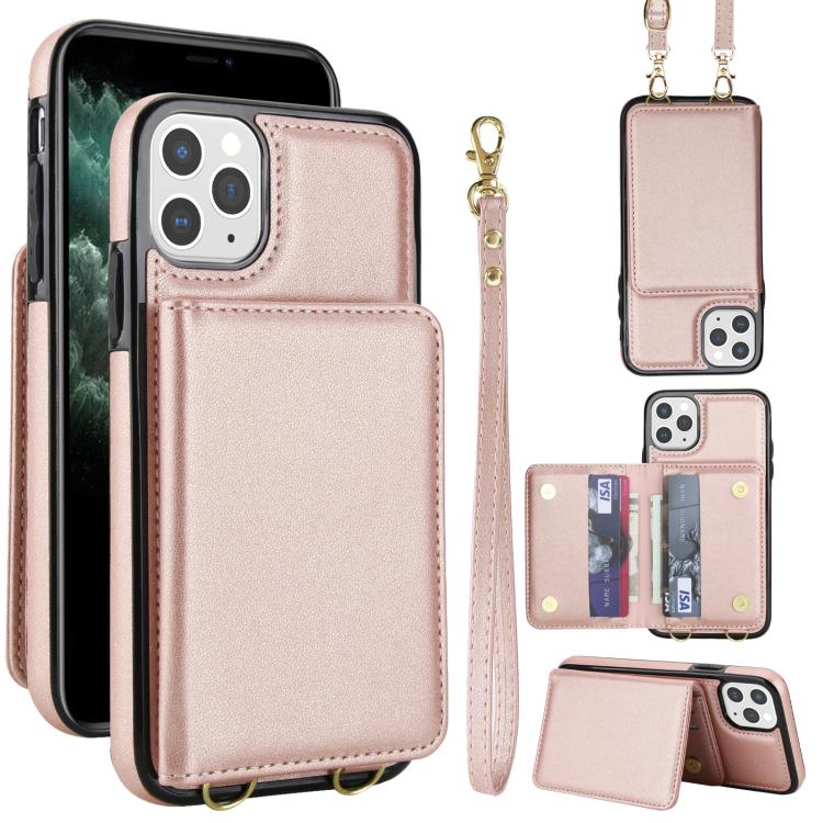 Crossbody Dual-buckle Wallet RFID Back Leather Phone Case, For iPhone 12 Pro Max, For iPhone 12 mini, For iPhone 11 Pro Max