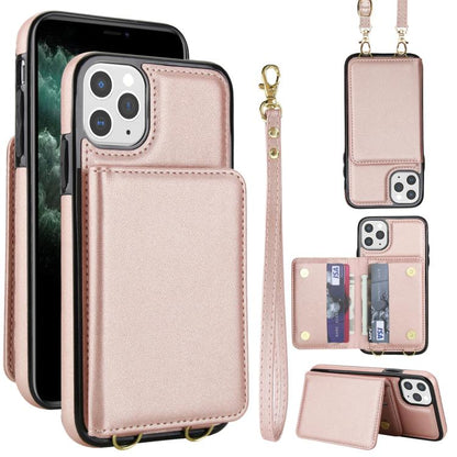 Crossbody Dual-buckle Wallet RFID Back Leather Phone Case, For iPhone 12 Pro Max, For iPhone 12 mini, For iPhone 11 Pro Max