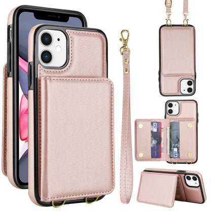 Crossbody Dual-buckle Wallet RFID Back Leather Phone Case, For iPhone 12 Pro Max, For iPhone 12 mini, For iPhone 11 Pro Max
