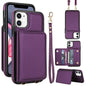 Crossbody Dual-buckle Wallet RFID Back Leather Phone Case, For iPhone 12 Pro Max, For iPhone 12 mini, For iPhone 11 Pro Max