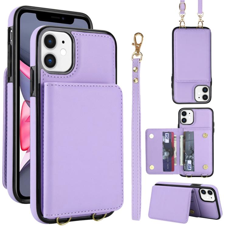 Crossbody Dual-buckle Wallet RFID Back Leather Phone Case, For iPhone 12 Pro Max, For iPhone 12 mini, For iPhone 11 Pro Max