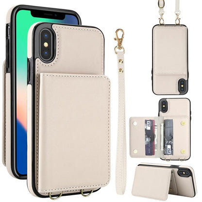 Crossbody Dual-buckle Wallet RFID Back Leather Phone Case, For iPhone 11, For iPhone 11 Pro, For iPhone XS / X
