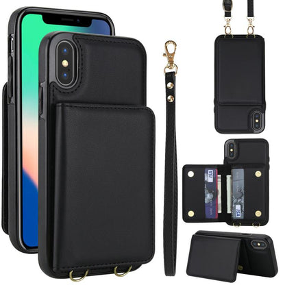 Crossbody Dual-buckle Wallet RFID Back Leather Phone Case, For iPhone 11, For iPhone 11 Pro, For iPhone XS / X