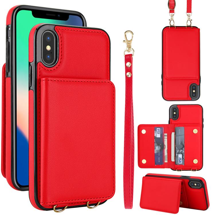 Crossbody Dual-buckle Wallet RFID Back Leather Phone Case, For iPhone 11, For iPhone 11 Pro, For iPhone XS / X