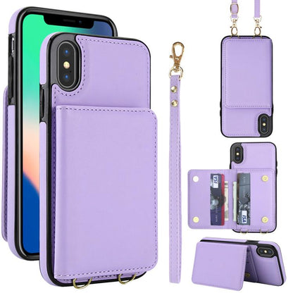 Crossbody Dual-buckle Wallet RFID Back Leather Phone Case, For iPhone 11, For iPhone 11 Pro, For iPhone XS / X