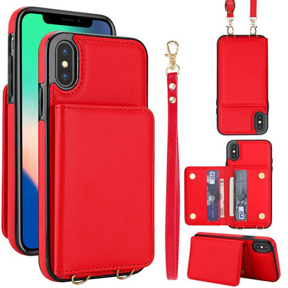 Crossbody Dual-buckle Wallet RFID Back Leather Phone Case, For iPhone XR, For iPhone XS Max, For iPhone 8 Plus / 7 Plus